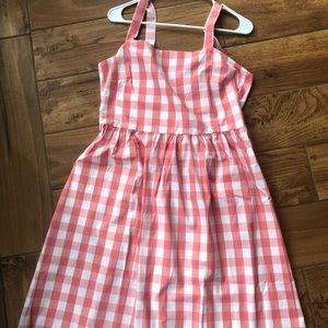 Pink gingham apron dress j.crew